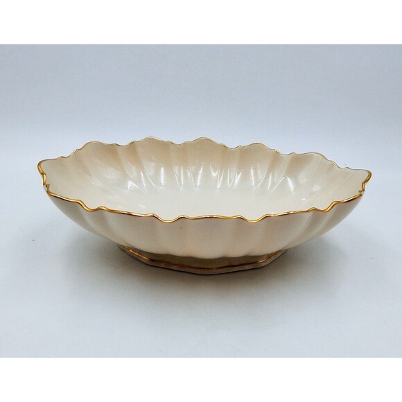 Lenox Symphony Centerpiece Bowl Scalloped Oval Serving 24K Gold Trim USA - Picture 2 of 14